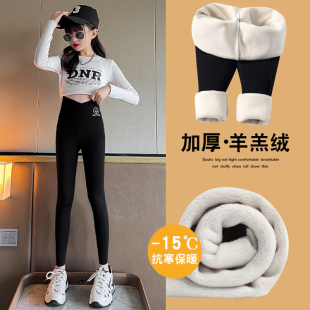 女童加绒鲨鱼裤2022新款秋冬装女大儿童芭比加厚裤子一体绒打底裤