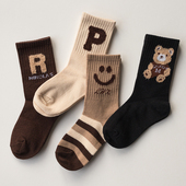 儿童袜子春夏款 学生男女袜子 全棉卡通字母中筒棉袜男童中筒袜四季