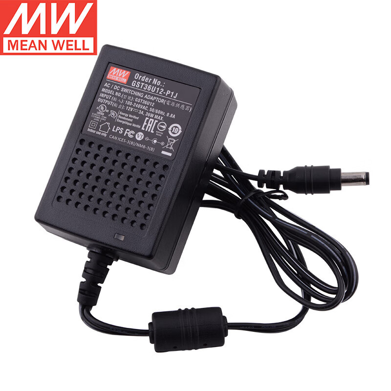 明纬(MEANWELL)GST36U12-P1J开关电源36W高效工业级电源适配器