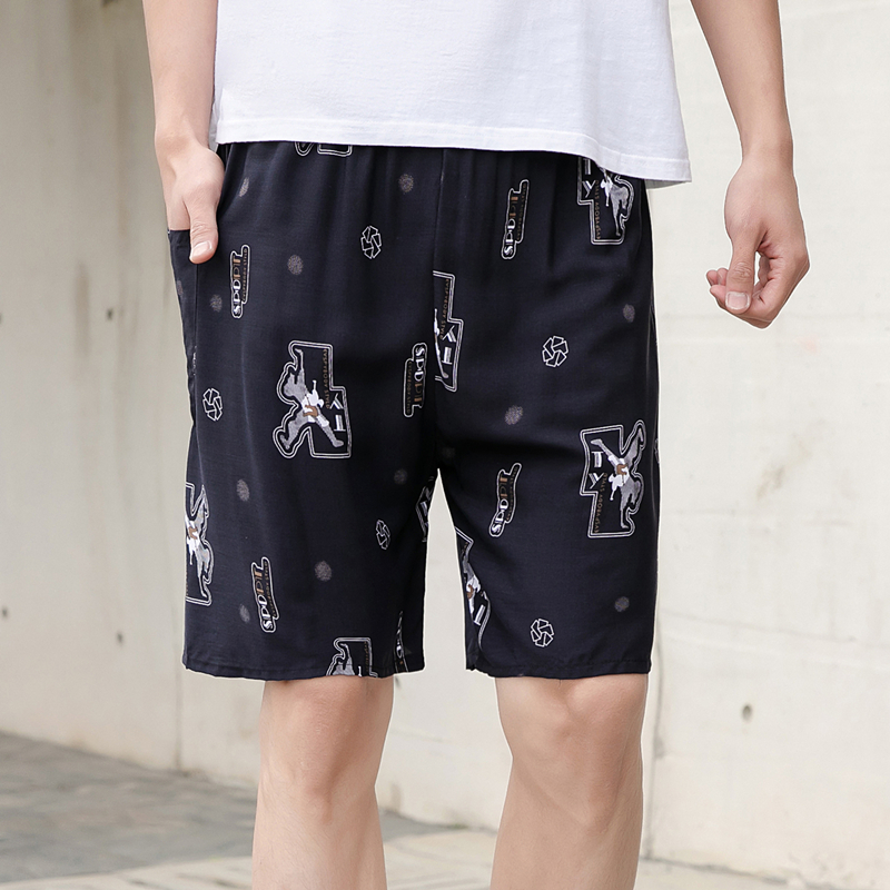 夏季中青男士人造棉短裤裤衩沙滩裤绵绸睡裤家居裤加肥加大休闲裤