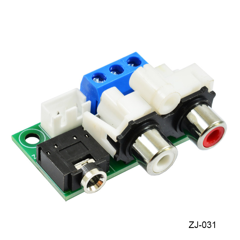 莲花座3.5MM耳机音频RCA功放机箱DIY转接2.54 5.0 3P引线板