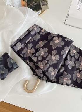 向日葵复古小香风太阳伞遮阳伞晴雨伞两用防晒防紫外线折叠三折伞