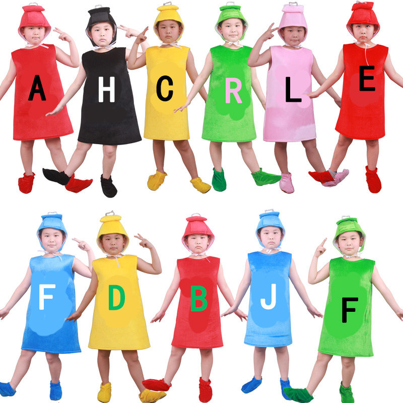 儿童英文字母拼音字母演出服装幼儿园ABCDEFGHIJ卡通课本剧表演服