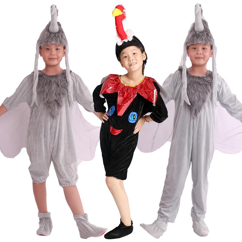 儿童鸵鸟卡通动物表演服幼儿园鸟类黑色鸵鸟舞台话剧舞蹈演出服装