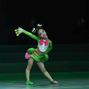 绿色池塘少儿舞蹈服小舞蹈家独舞比赛服青蛙服女童桃李杯荷叶道具