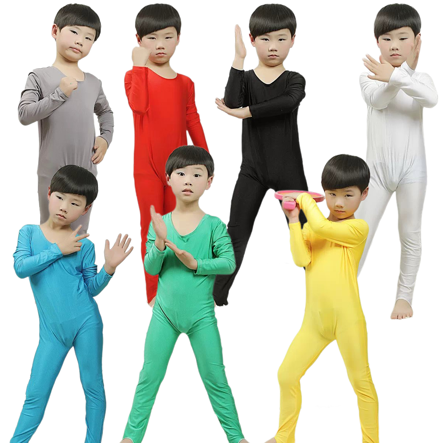 儿童体操服文艺演出连体服幼儿园健美操紧身舞蹈服长袖长裤连体衣