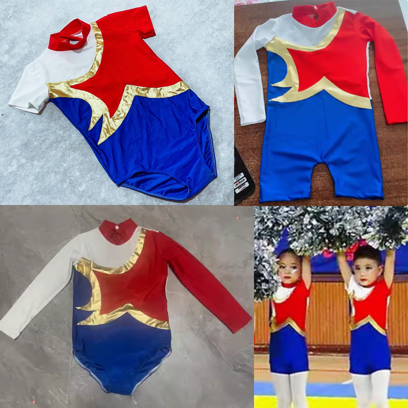 儿童艺术体操舞蹈服连体演出服学生运动会拉拉队高领表演服训练服