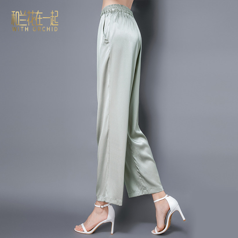 重磅真丝阔腿裤女夏季薄款高端桑蚕丝垂感裤子九分裤西装裤休闲裤