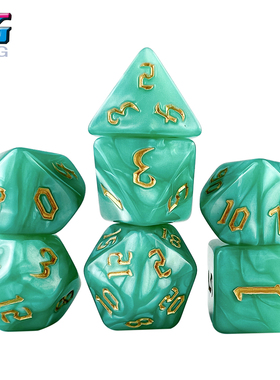 数字多面筛子桌游标记物彩色DICE 七粒套装骰子D4D6DD1012D20塞子