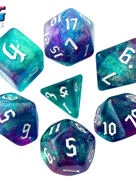 星夜幻彩多面体7粒跑团塞子DND骰子克苏鲁跑团TRPG桌游配件Dice色