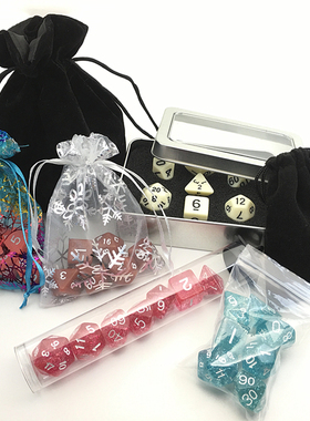 桌游收纳袋 DND COC桌上游戏配件收纳盒 束口袋 金属盒 骰子袋