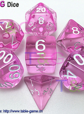 新款透明公主粉 女玩家dnd跑团色子 聚会游戏配件指示物 数字教学