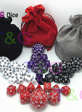 外贸新款速卖通热售10粒套装桌游游戏骰子道具多面色子配大布袋