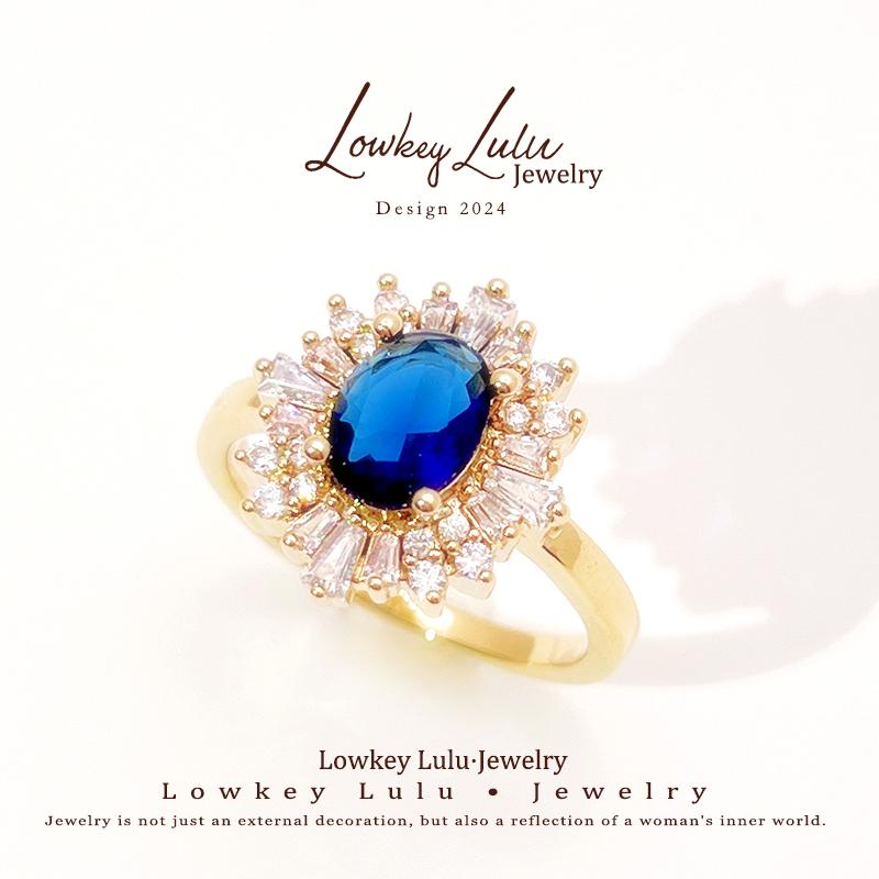 【法国进口】3微米18K包金厚镀金皇室蓝雪花璀璨烟花满镶戒指