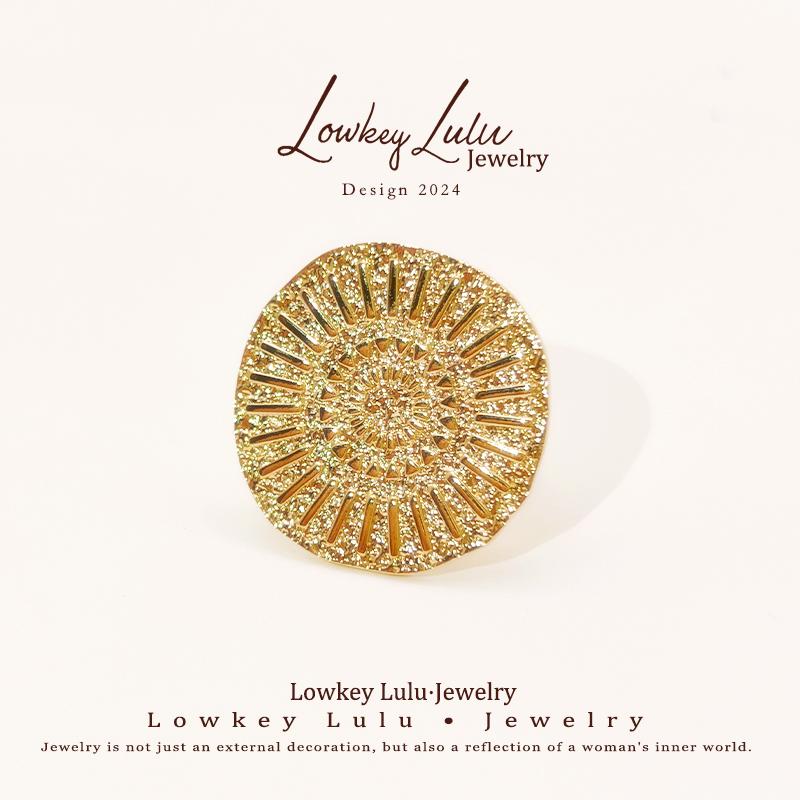 【法国进口】18K包金曼陀罗古典图腾花纹圆盘戒指法国进口厚镀金