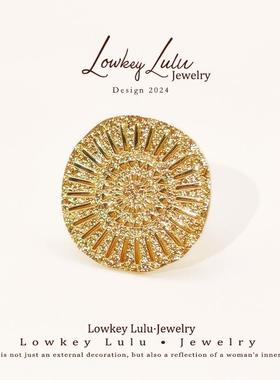 【法国进口】18K包金曼陀罗古典图腾花纹圆盘戒指法国进口厚镀金