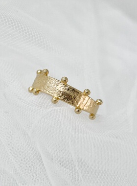 【法国进口】18K包金简约ins风手工磨砂表面手工锤纹法产时装戒指