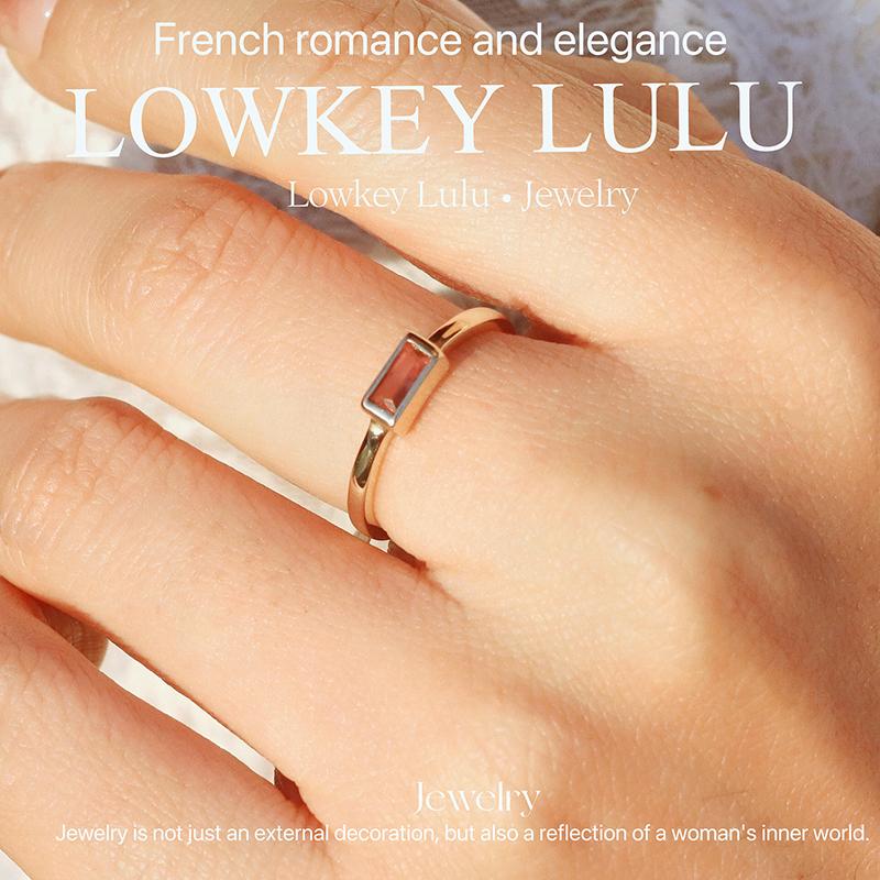 【法国进口】18K包金不褪色轻奢小众原创设计红色锆石戒指法式