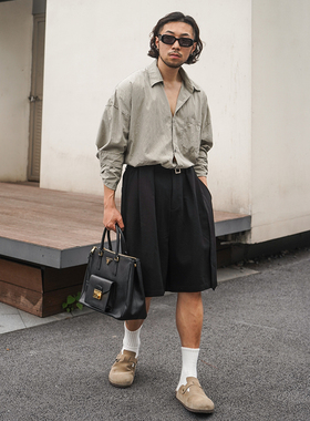 SEVENMF「纸一样薄」口袋肌理衬衫宽松廓形极简风百搭长袖男通勤