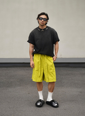 SEVENMF「潮牌速干短裤」潮流免烫透气短裤薄款宽松五分裤男