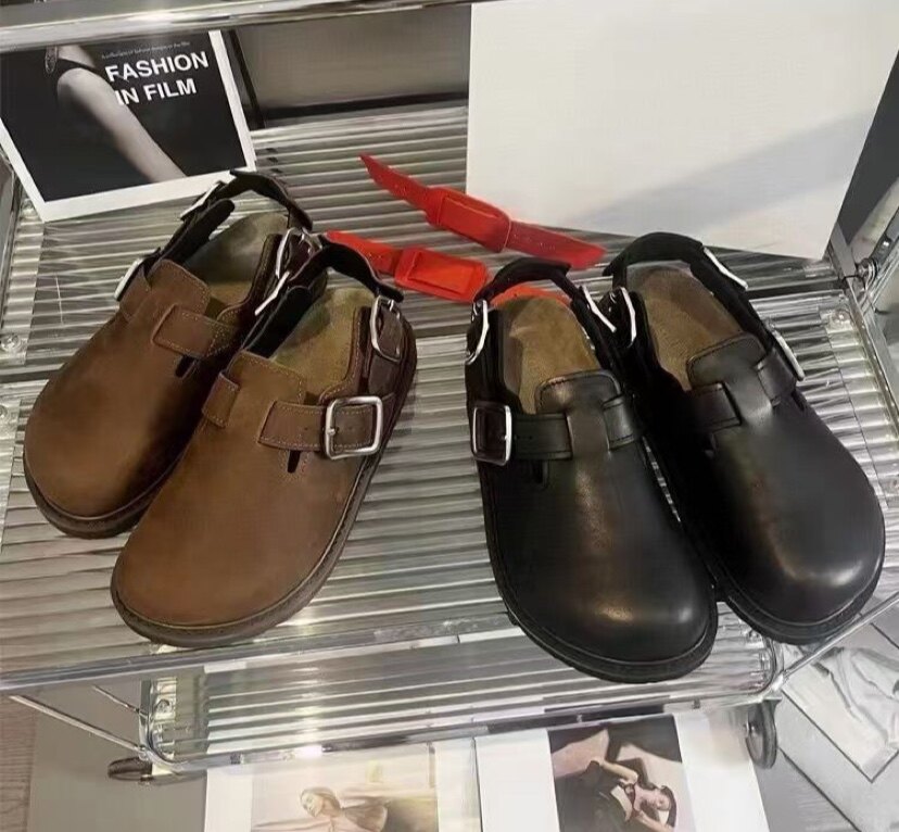 曹先森欧货女鞋勃肯鞋2023新款厚底百搭真皮一字扣包头拖鞋网红潮