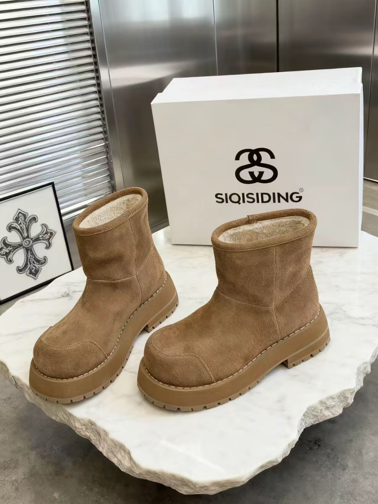 16年老店欧货2025冬季新款磨砂皮套筒棉靴加绒保暖短筒雪地靴女潮