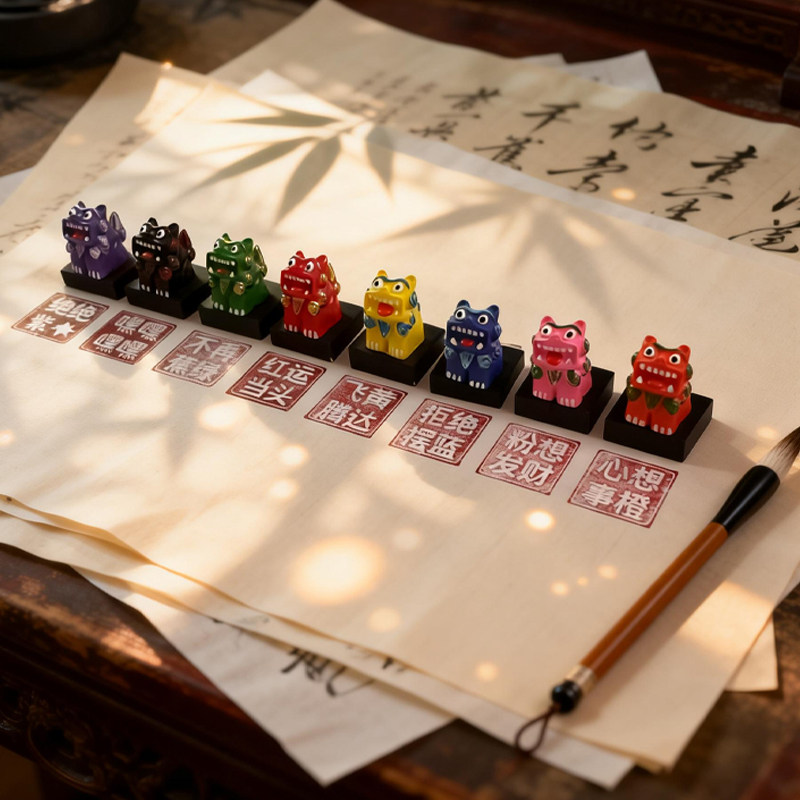 狮三百|八方印 萌趣小狮子立体磁吸冰箱贴印章摆件文创饰品礼物