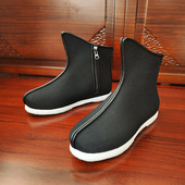 春夏秋中筒拉链礼服呢官靴单鞋 手工千层底老北京布鞋 男士