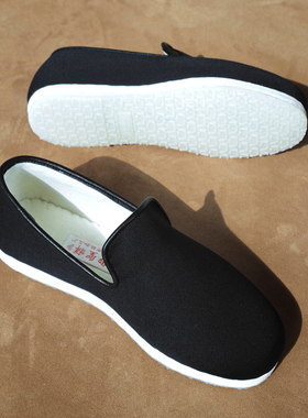 新款老北京布鞋男低帮冬季保暖羊毛毡棉鞋黑色礼服呢手工缝制鸭舌