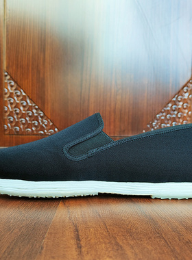 御圣祥老北京布鞋男中式松紧口礼服呢手工反绱黑色低帮青年透气鞋