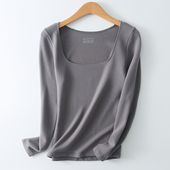 女秋冬内搭 美雅碧轻柔暖方领长袖 打底衫 抗静电细纱线抗起球