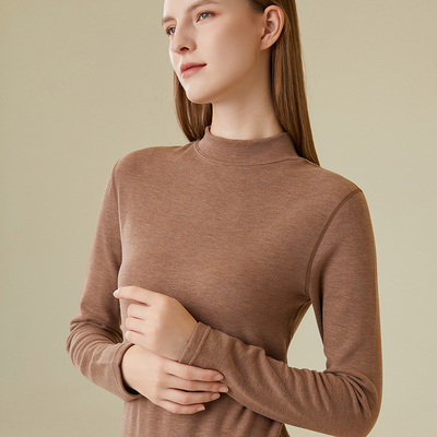 羊毛+蚕丝+德绒半高领打底衫女