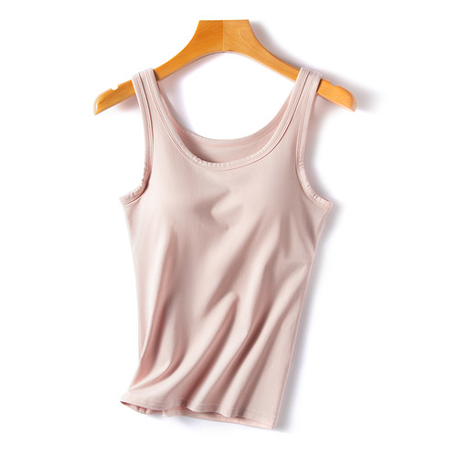 莫代尔天丝凉感带胸垫罩杯背心