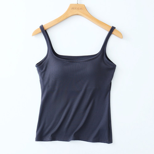 细肩带背心带胸垫美背