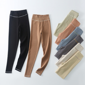 磨绒内搭打底裤 美雅碧轻暖发热 加厚秋裤 撞色腰线 高腰保暖裤 女