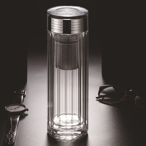 双层高档水晶玻璃杯16面手工打磨