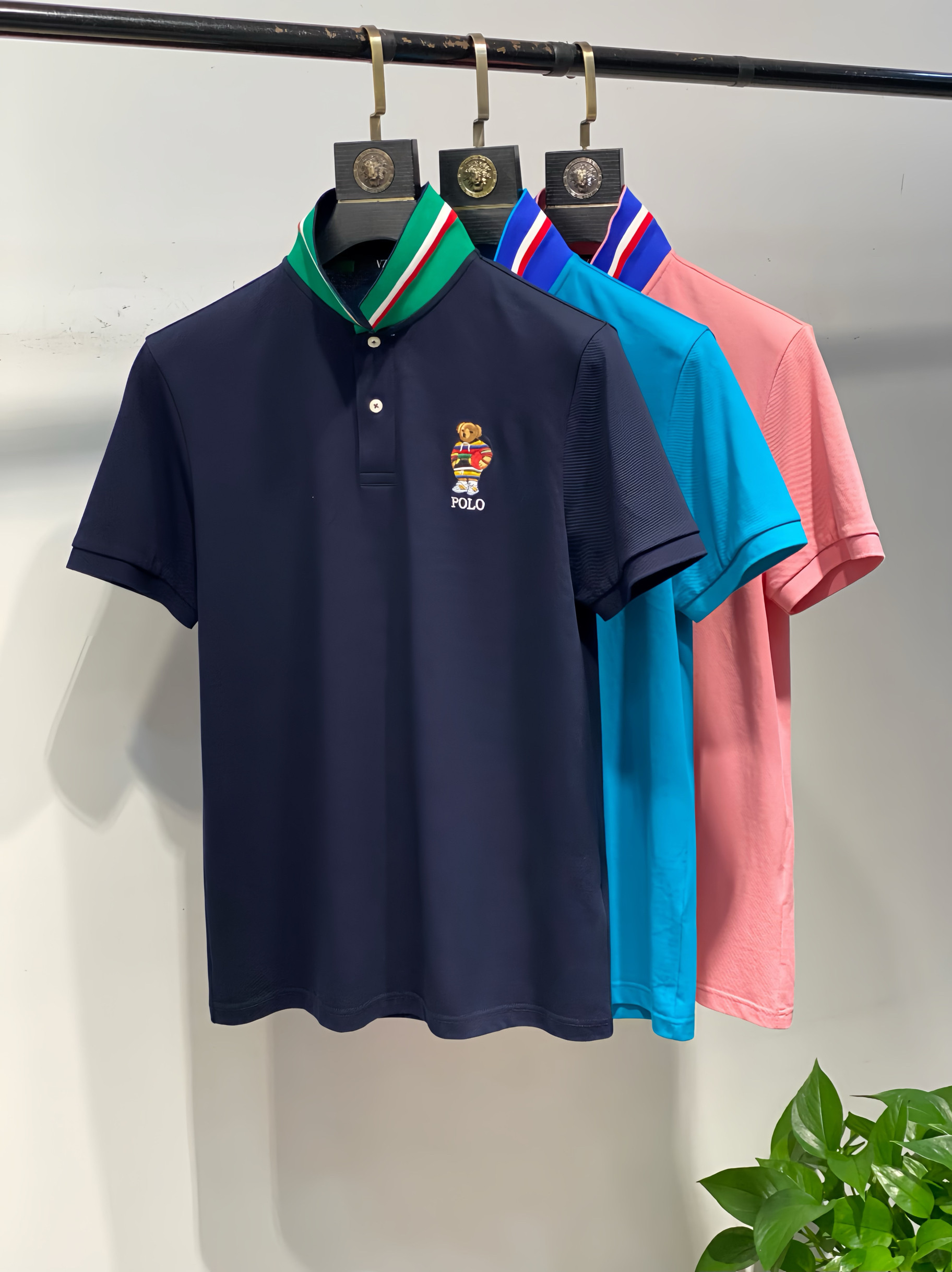 vzz小熊刺绣POLO衫男夏装短袖体恤男士纯棉高档运动休闲翻领T恤男