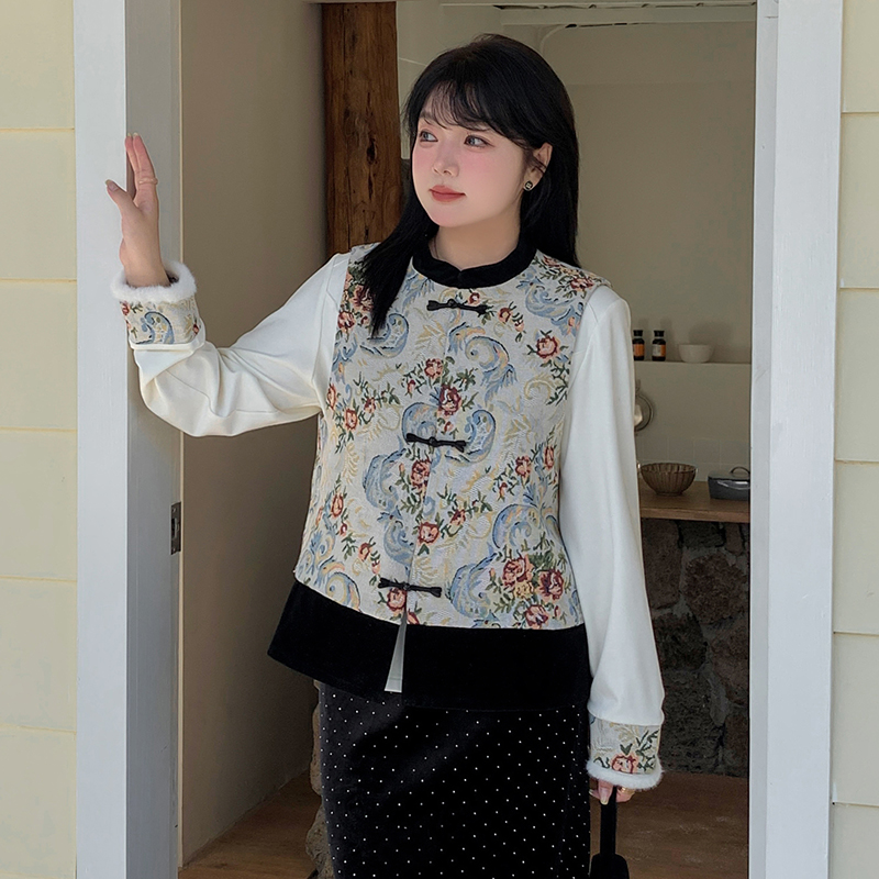 胖mm大码女装新中式套装两件套