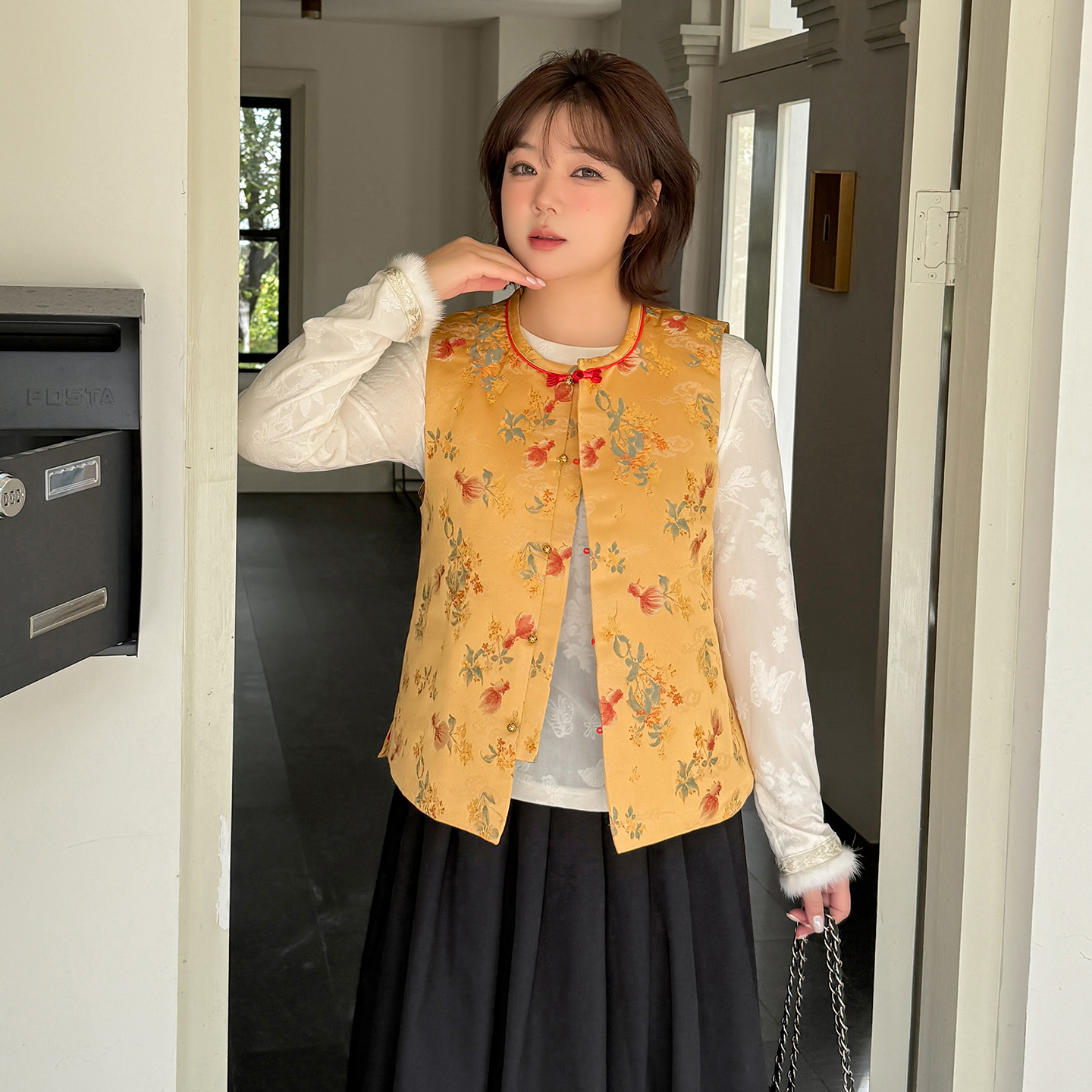 胖mm大码新中式国风套装两件套女