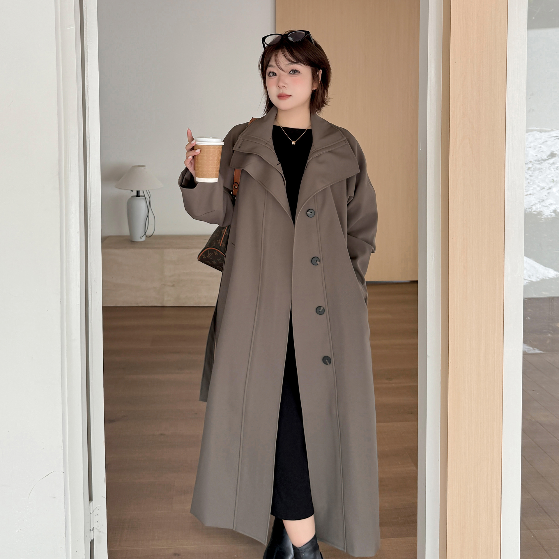 胖mm大码女装韩版大码风衣外套