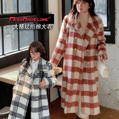 现货 通勤风保暖胖mm外套 格纹夹棉毛呢大衣2025秋冬新品 大码 女装