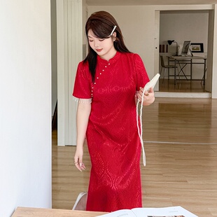 新款 200斤大码 国风旗袍长裙2025夏季 新中式 胖mm订婚敬酒服女 女装