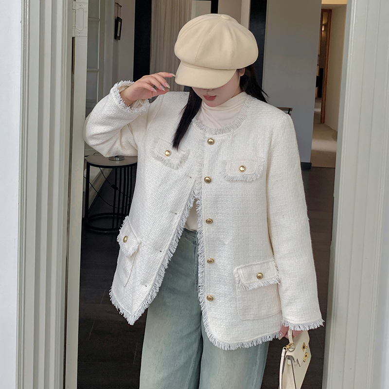 大码女装名媛小香风加厚保暖外套