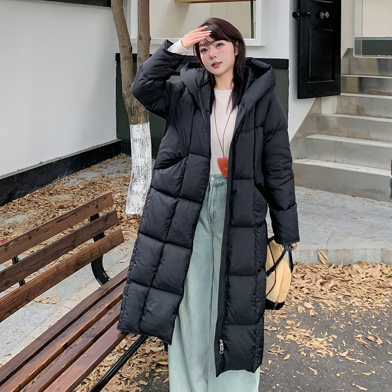 胖mm大码宽松保暖棉服2025秋冬款200斤长款加厚加大连帽面包服女