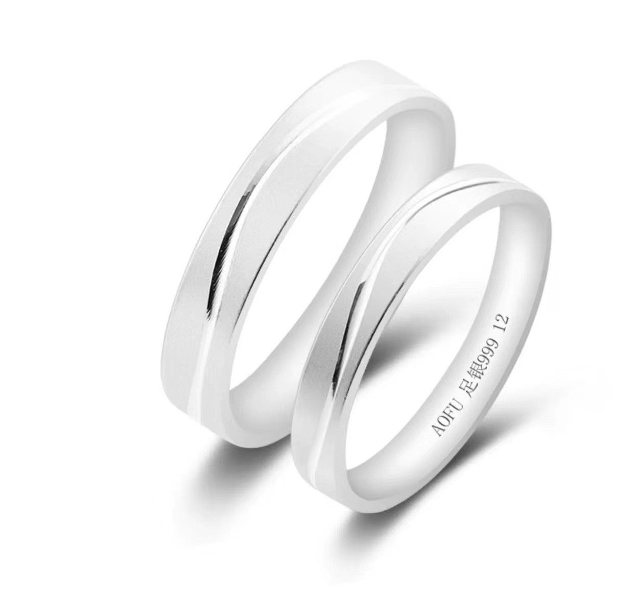 999纯银情侣戒指女士男款一对指环闭口小众设计刻字圣诞元旦礼物