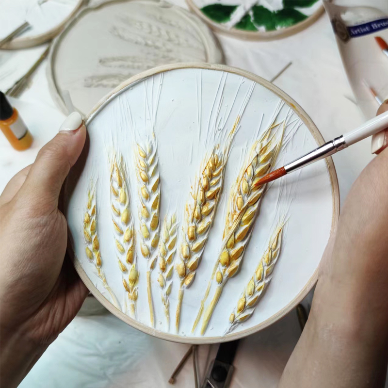 石膏模具diy浮雕植物拓印创意画