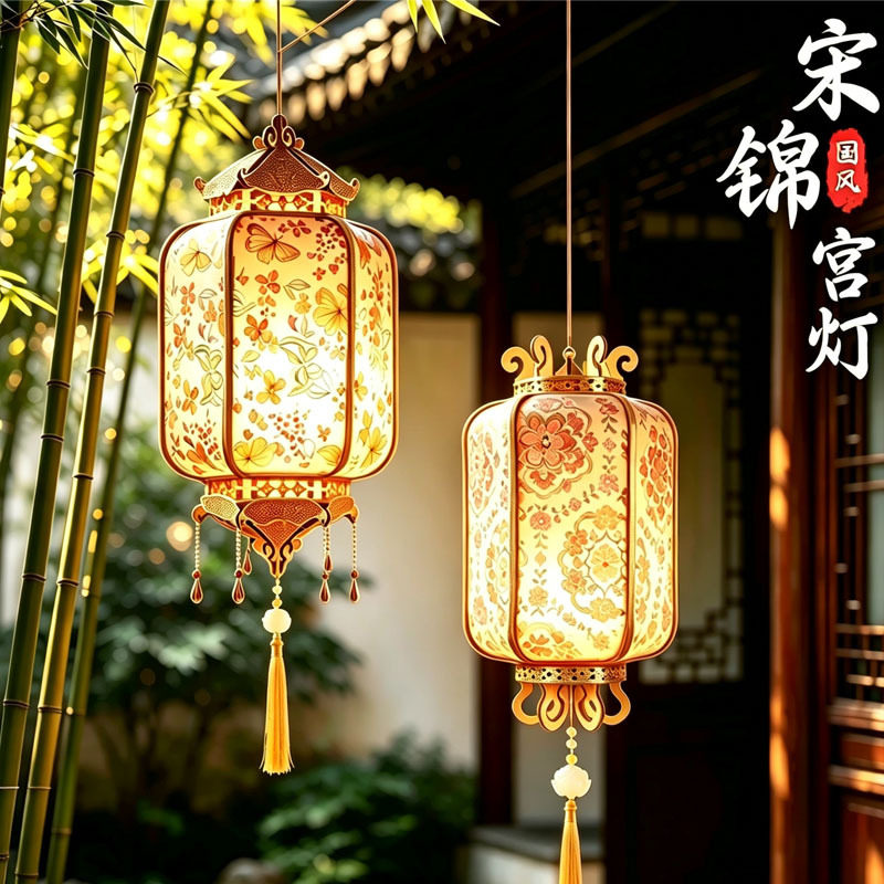 中秋节灯笼手提古风汉服花灯手工灯笼