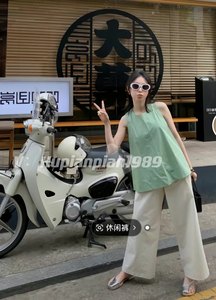 现货韩国东大门代购23夏one taste女士时尚无袖简约气质背心衬衫