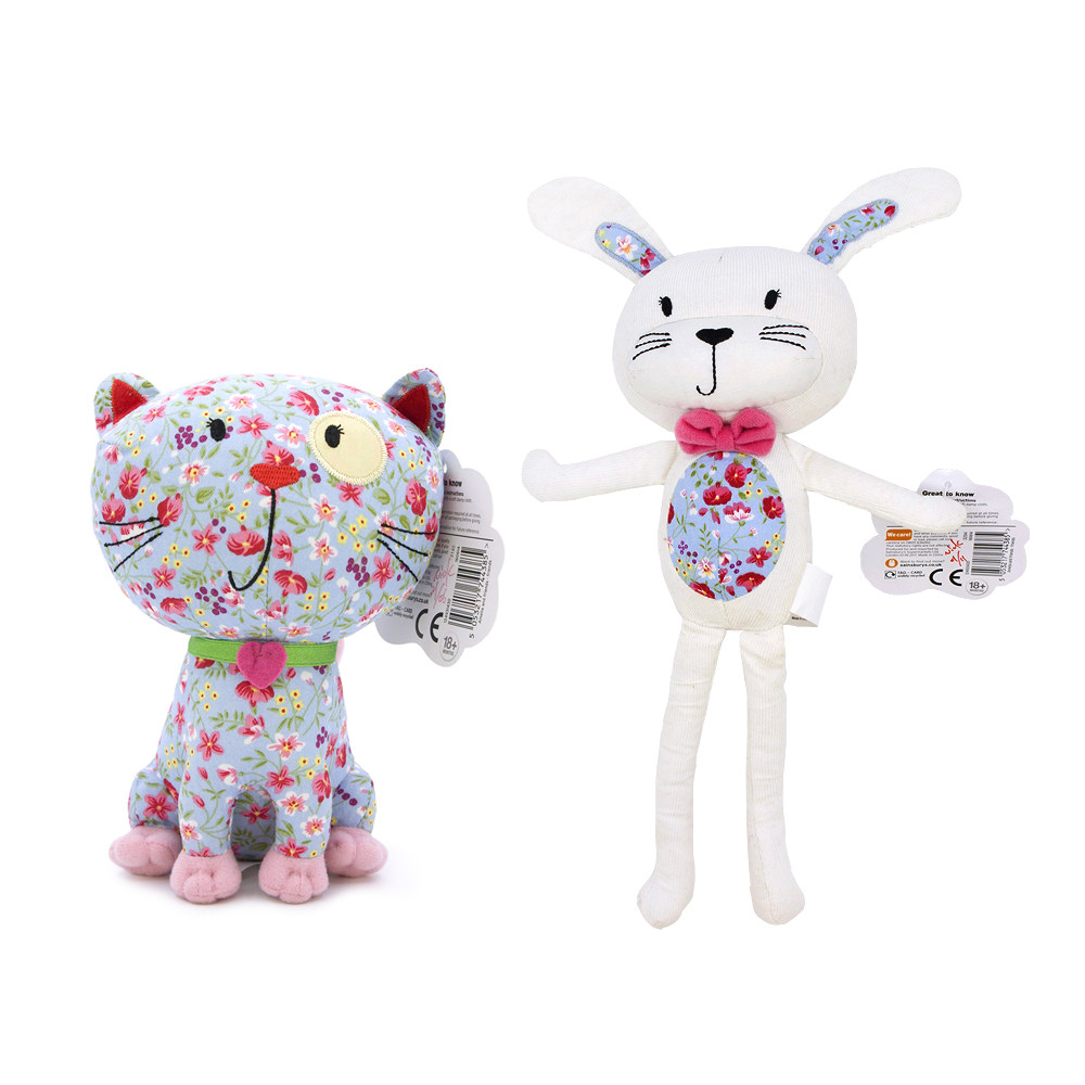 amelia  and friends 长脚猫咪全棉布喵星人小花猫玩偶女孩布娃娃