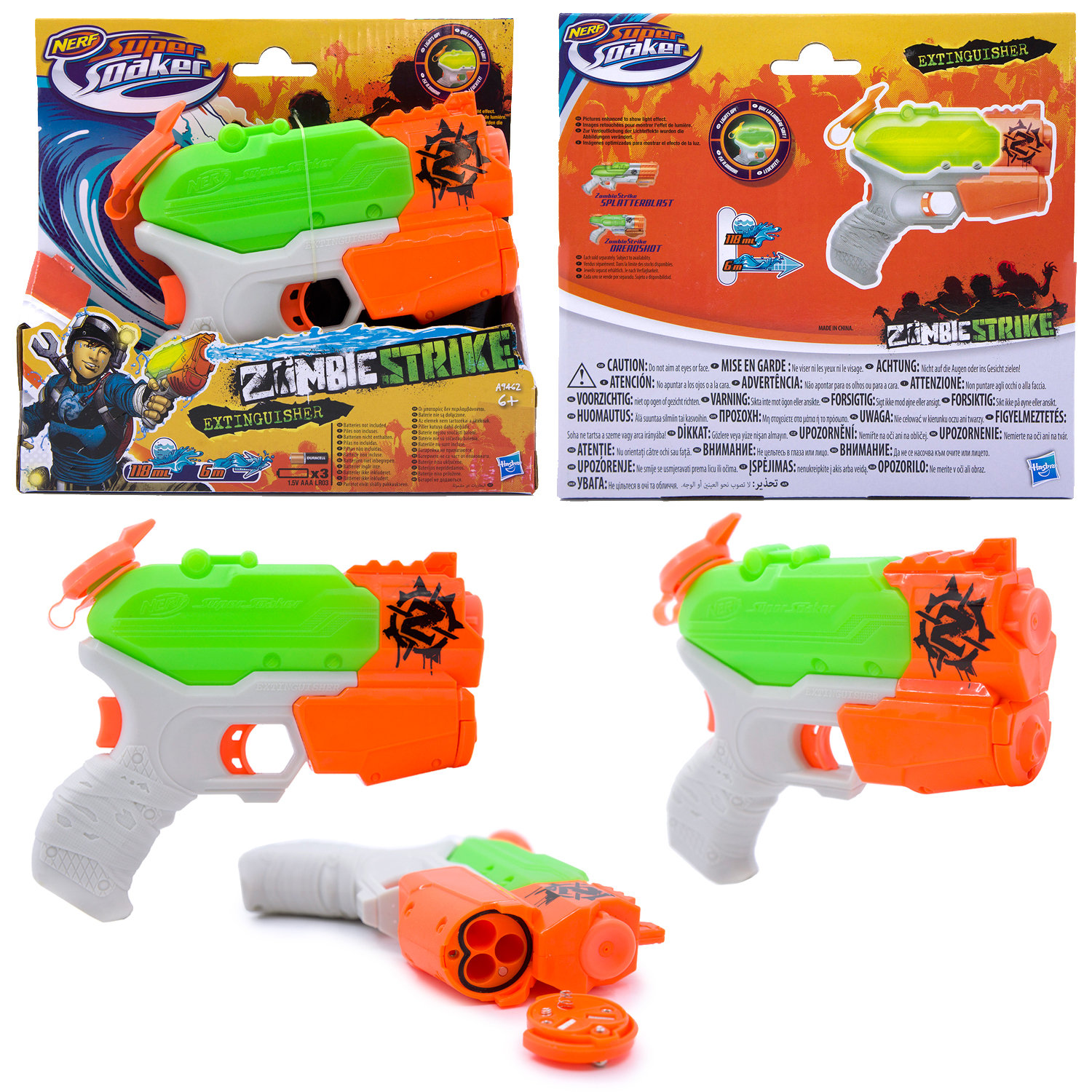 NERF SUPER SOAKER ZOMBIE STRIKE轻量直压扳机光效儿童玩具水枪